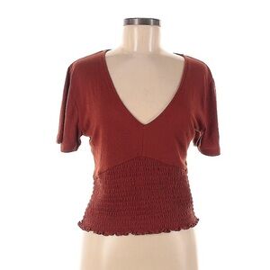 Abercrombie dark red orange ruched short sleeve top